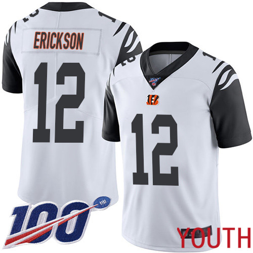 Cincinnati Bengals Limited White Youth Alex Erickson Jersey NFL Footballl 12 100th Season Rush Vapor Untouchable